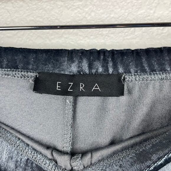 EZRA Women's Silver Crushed Velour Flared Leg Pants Size Large Y2K Stretch - Picture 3 of 6